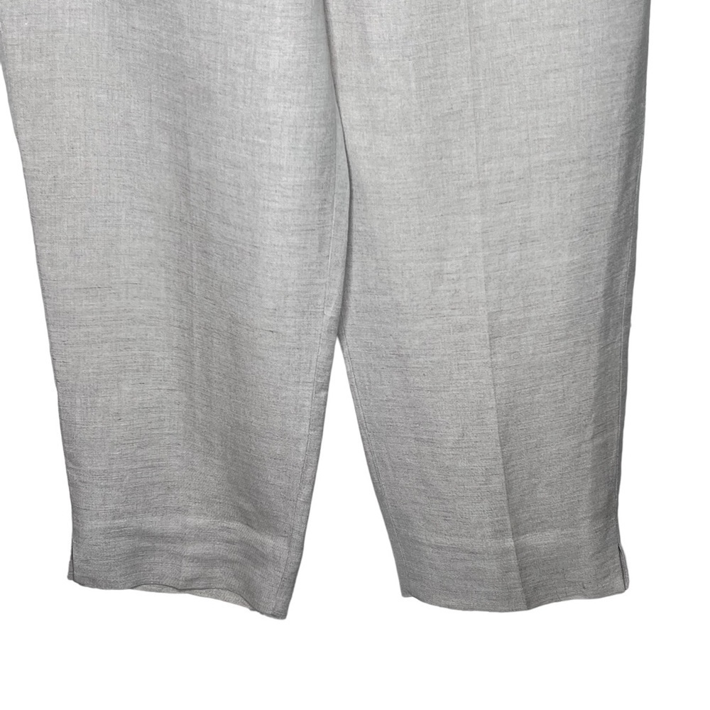 Annie Alexander Wide Leg Cropped Ankle Slacks Size 14 Ivory Linen Side Zip Lined - Picture 4 of 12